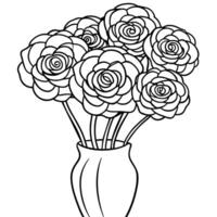 ranúnculo flor contorno ilustración colorante libro página diseño, ranúnculo flor negro y blanco línea Arte dibujo colorante libro paginas para niños y adultos vector