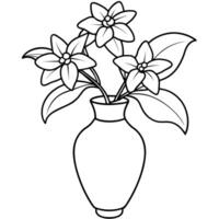 Jasmine flower outline illustration coloring book page design, Jasmine flower black and white line art drawing coloring book pages for children and adults vector