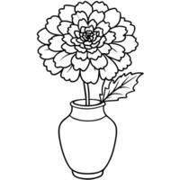 Marigold Flower Bouquet outline illustration coloring book page design, Marigold Flower Bouquet black and white line art drawing coloring book pages for children and adults vector