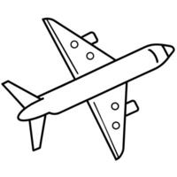 Plane outline coloring book page line art illustration digital drawing vector