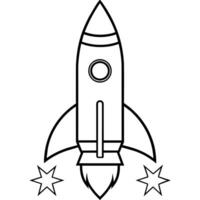 Rocket outline coloring book page line art illustration digital drawing vector