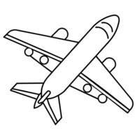 Plane outline coloring book page line art illustration digital drawing vector