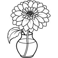 Zinnia Flower outline illustration coloring book page design, Zinnia Flower black and white line art drawing coloring book pages for children and adults vector