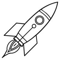 Rocket outline coloring book page line art illustration digital drawing vector