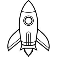 Rocket outline coloring book page line art illustration digital drawing vector