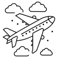 Plane outline coloring book page line art illustration digital drawing vector