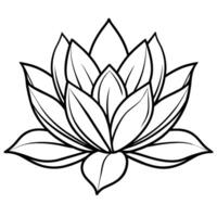 Lotus Flower outline illustration coloring book page design, Lotus Flower black and white line art drawing coloring book pages for children and adults vector