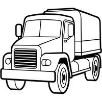 Truck outline coloring book page line art illustration digital drawing vector