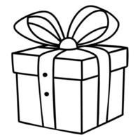 Gift box outline coloring book page line art illustration digital drawing vector