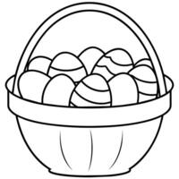 Easter eggs basket outline coloring book page line art illustration digital drawing vector