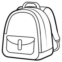 Backpack outline coloring book page line art illustration digital drawing vector