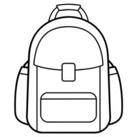 Backpack outline coloring book page line art illustration digital drawing vector