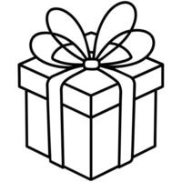 Gift box outline coloring book page line art illustration digital drawing vector