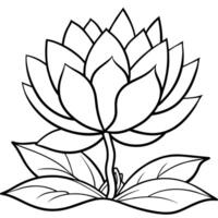 Lotus Flower outline illustration coloring book page design, Lotus Flower black and white line art drawing coloring book pages for children and adults vector