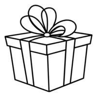 Gift box outline coloring book page line art illustration digital drawing vector