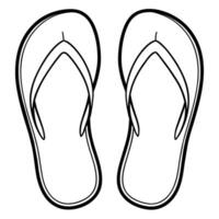 Flip flops outline coloring book page line art illustration digital drawing vector