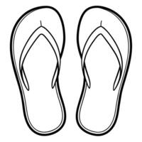 Flip flops outline coloring book page line art illustration digital drawing vector