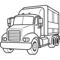 Truck outline coloring book page line art illustration digital drawing vector