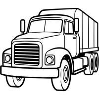 Truck outline coloring book page line art illustration digital drawing vector