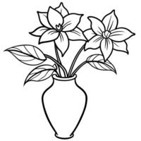 Jasmine flower outline illustration coloring book page design, Jasmine flower black and white line art drawing coloring book pages for children and adults vector