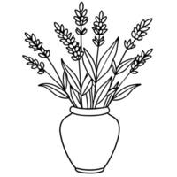 Lavender flower outline illustration coloring book page design, Lavender black and white line art drawing coloring book pages for children and adults vector