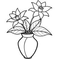 Jasmine flower outline illustration coloring book page design, Jasmine flower black and white line art drawing coloring book pages for children and adults vector