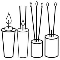 Citronella Candles outline coloring book page line art illustration digital drawing vector