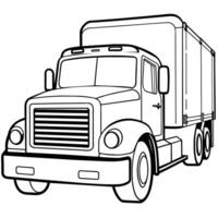 Truck outline coloring book page line art illustration digital drawing vector