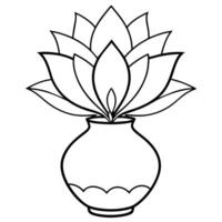 Lotus Flower outline illustration coloring book page design, Lotus Flower black and white line art drawing coloring book pages for children and adults vector