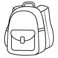 Backpack outline coloring book page line art illustration digital drawing vector