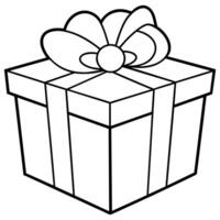 Gift box outline coloring book page line art illustration digital drawing vector