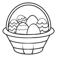 Easter eggs basket outline coloring book page line art illustration digital drawing vector