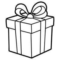 Gift box outline coloring book page line art illustration digital drawing vector