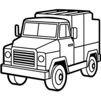 Truck outline coloring book page line art illustration digital drawing vector