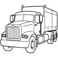 Truck outline coloring book page line art illustration digital drawing vector