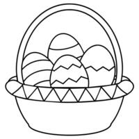 Easter eggs basket outline coloring book page line art illustration digital drawing vector