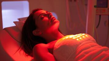 A physical the explaining how infrared rays trate deep into the body to promote healing and pain relief. photo