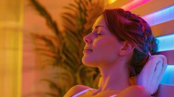 el beneficios de infrarrojo sauna utilizar para cardiovascular salud son además exhibido incluso mejorado fluir y inferior presión. foto