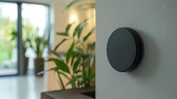 A minimalist ceramic coat hook design with a simple circular shape and a matte black glaze for a sleek and stylish look. photo