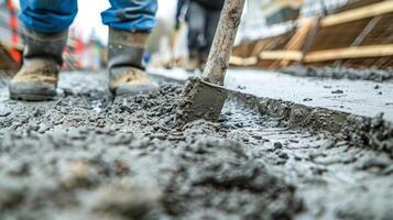 Workers use specialized tools to take samples of the concrete and test its strength and durability photo