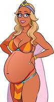 joven embarazada mujer con traje de baño vector