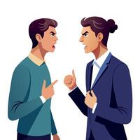 Two men in heated argument vector