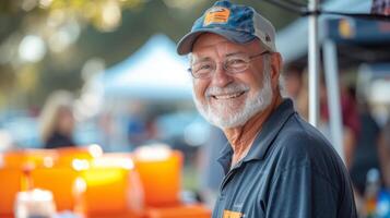 A retiree coordinating a charity fundraiser event with various activities and auctions to help raise money for a good cause. The retirees passion for giving back to the communit photo