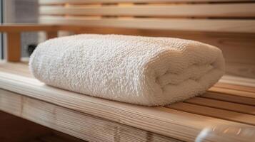 un higiénico sauna asiento cubrir hecho desde respirable materiales Perfecto para proteger el sauna asiento desde sudor y bacterias foto