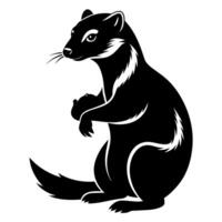 A ferret silhouette, in black color silhouette vector