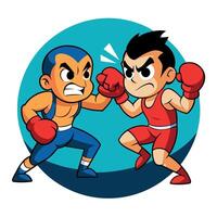 A Groovy Carton Character boxing flat illustration vector