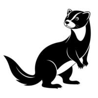 A ferret silhouette, in black color silhouette vector