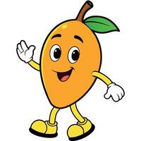 mango fruit groovy character flat illustration vector