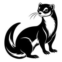 A ferret silhouette, in black color silhouette vector