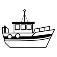 Boat Icon illustration line art flat style vector